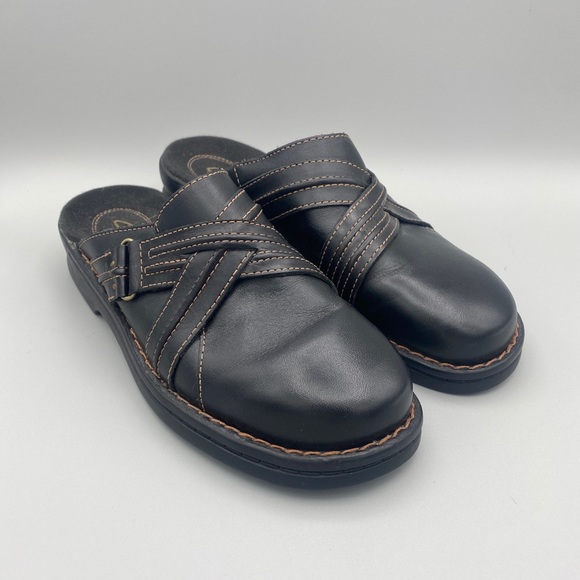 Clarks Round Toe Slip On Clogs US Womens 7M Black 35114 - Picture 4 of 10